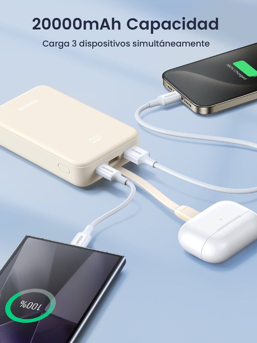UGREEN Power Bank 20000mAh 22.5W with Built-in USB-C Cable