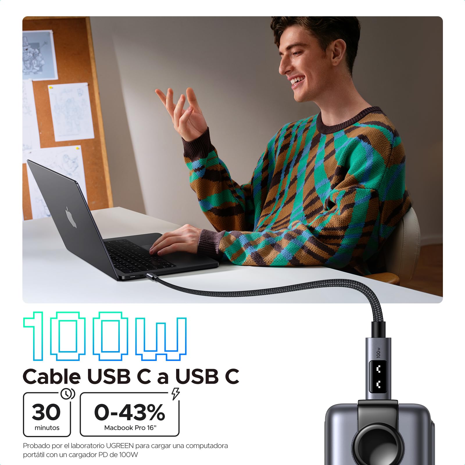 UGREEN UNO USB-C to USB-C Cable 100W, 2-Pack